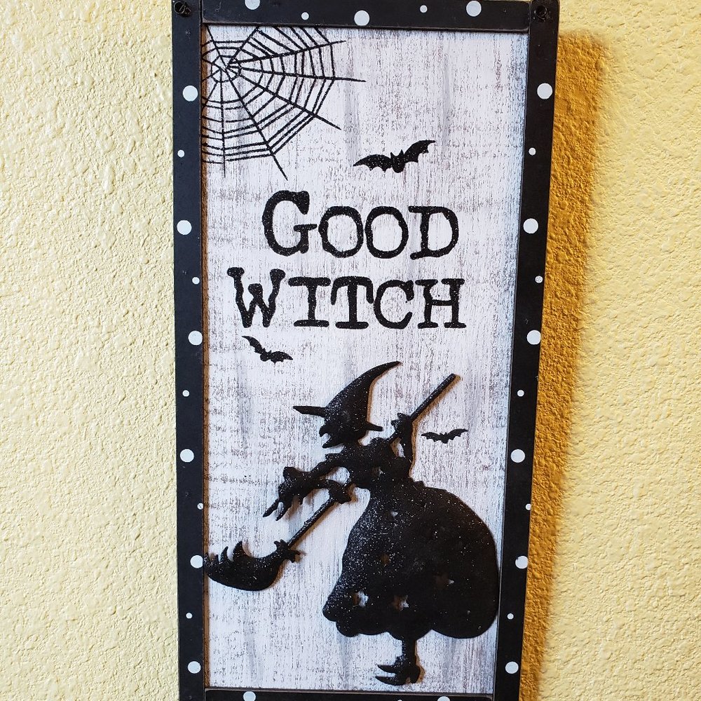 Halloween Decor GOOD WITCH Sign Sparkly